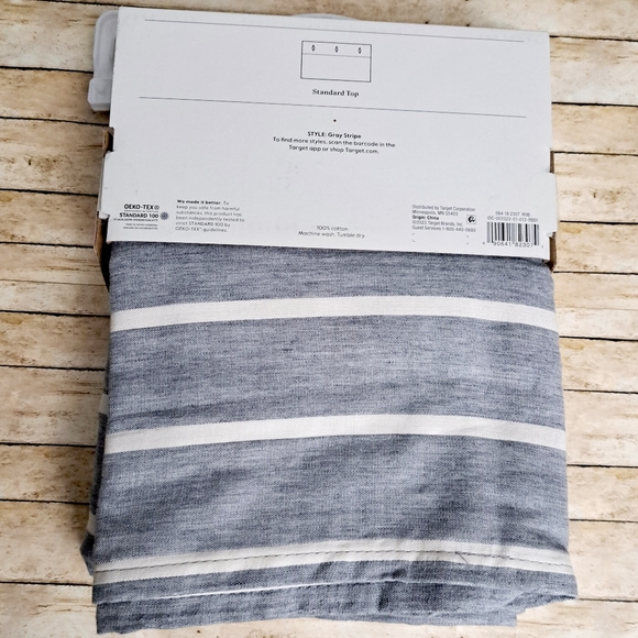 Threshold Gray Striped 100% Cotton Shower Curtain 72" × 72" - Picture 4 of 7